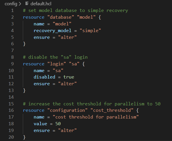 Editing configuration